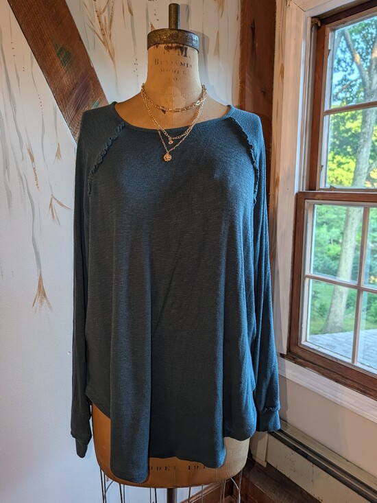 LC Lauren Conrad Sweaters - Blue Sweater With Ruffle Detail